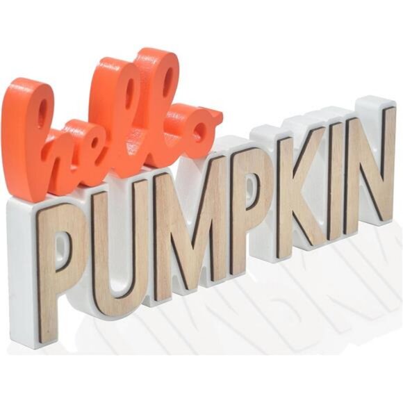 Thanksgiving Decorations for Home, Fall Decorations, 2PCs Wooden Pumpkin Blocks - Picture 1 of 8